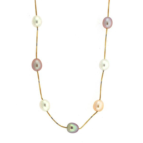 Mulitcolor Pearl Station Necklace Goldstein's Jewelers Mobile, AL