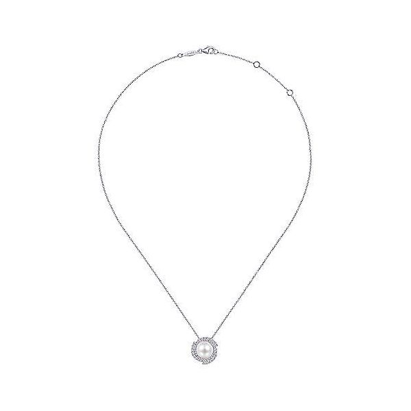 Gabriel Pearl and Diamond Necklace Image 2 Goldstein's Jewelers Mobile, AL