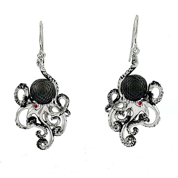 Galatea Tahitian Pearl Octopus Earrings Goldstein's Jewelers Mobile, AL