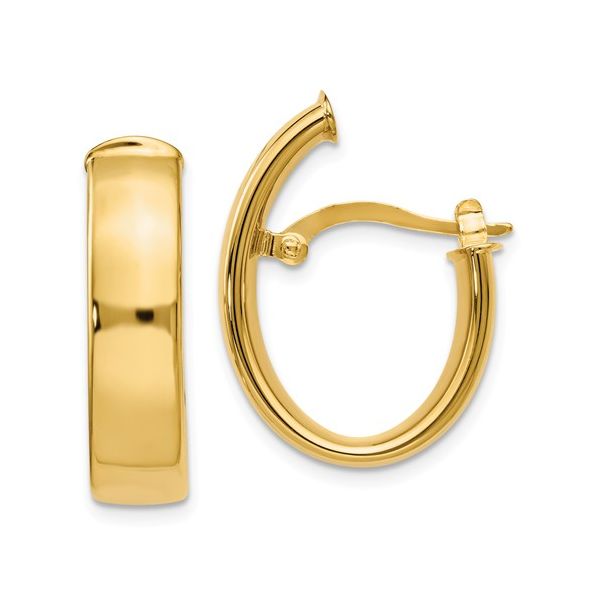 Oval Hoop Earrings Image 2 Goldstein's Jewelers Mobile, AL