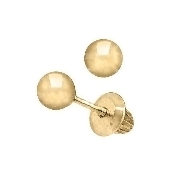 Gold Bead Safety Back Earrings Goldstein's Jewelers Mobile, AL
