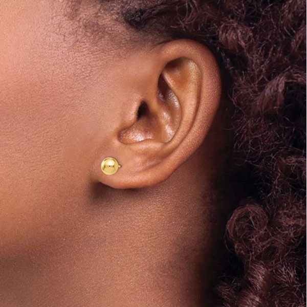 YELLOW 14 KARAT GOLD BEAD EARRINGS Image 2 Goldstein's Jewelers Mobile, AL