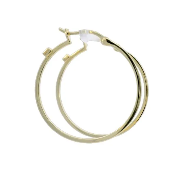 Yellow Gold Plated Sterling Silver 35mm Polished Hoop Earrings Image 2 Goldstein's Jewelers Mobile, AL