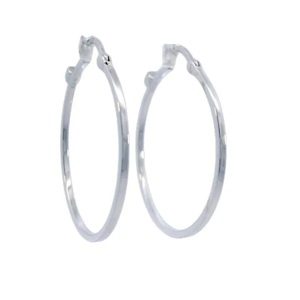 Sterling Silver 35mm Polished Hoop Earrings Image 2 Goldstein's Jewelers Mobile, AL