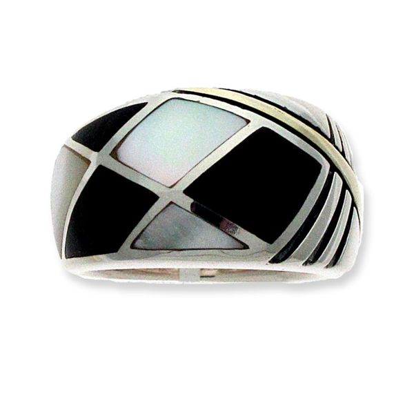 Onyx and Mother of Pearl Inlaid Ring Goldstein's Jewelers Mobile, AL