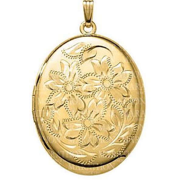 Floral Engraved Locket Necklace Goldstein's Jewelers Mobile, AL