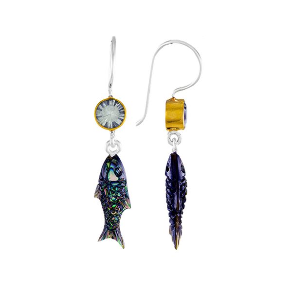 Michou Poseidon's Treasures Carved Fish Earrings Goldstein's Jewelers Mobile, AL
