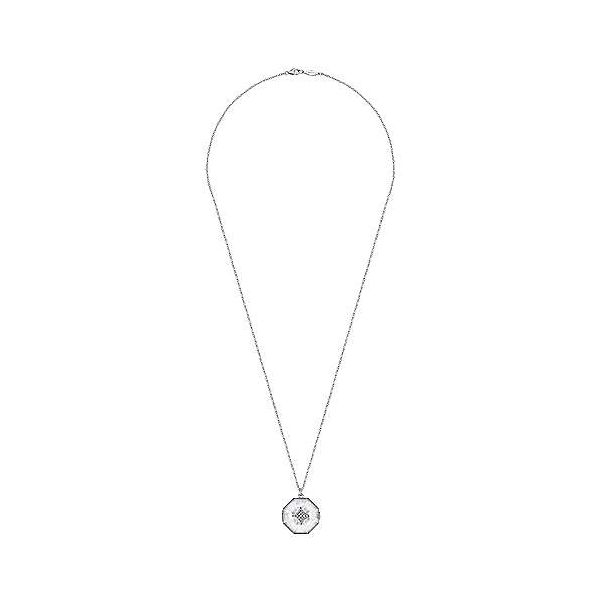 Gabriel White Sapphire Octagon Locket Necklace Image 4 Goldstein's Jewelers Mobile, AL