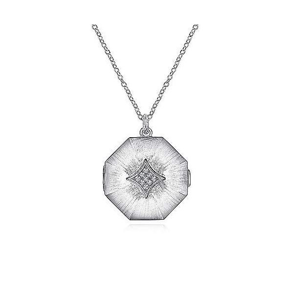 Gabriel White Sapphire Octagon Locket Necklace Goldstein's Jewelers Mobile, AL