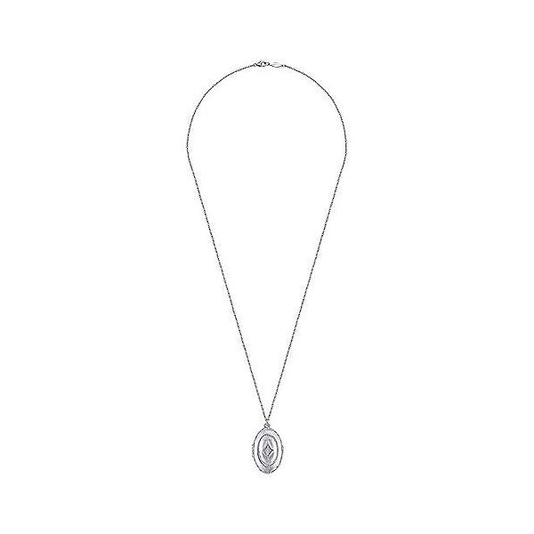 Gabriel White Sapphire Oval Locket Necklace Image 3 Goldstein's Jewelers Mobile, AL
