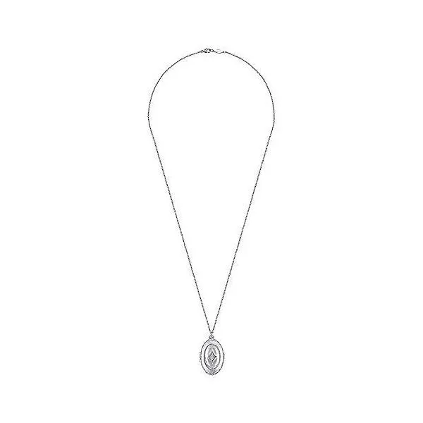 Gabriel White Sapphire Oval Locket Necklace Image 3 Goldstein's Jewelers Mobile, AL