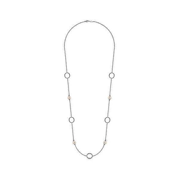 Gabriel Pearl and Circle Station Necklace Image 2 Goldstein's Jewelers Mobile, AL