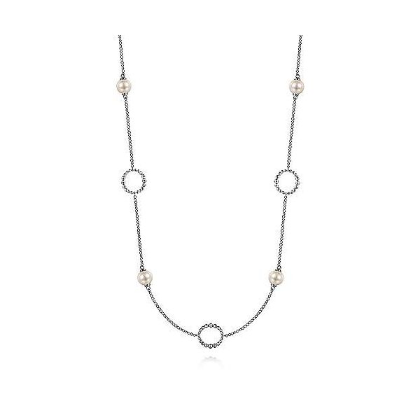 Gabriel Pearl and Circle Station Necklace Goldstein's Jewelers Mobile, AL