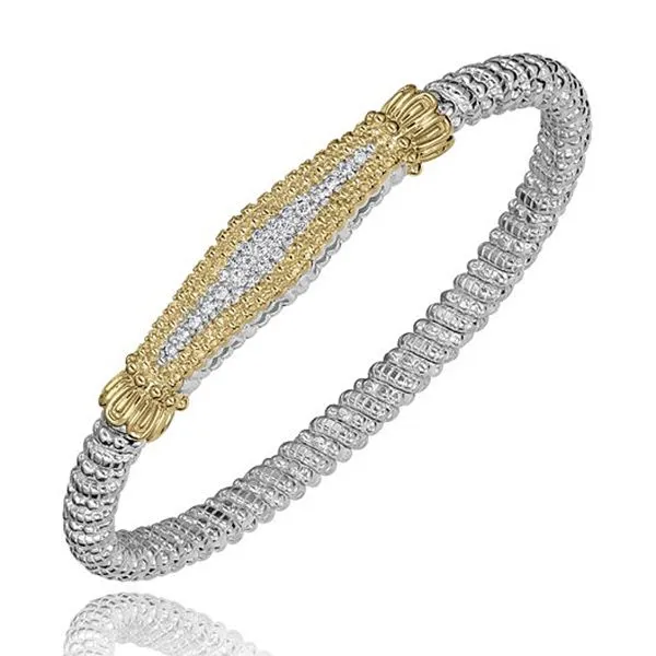 STERLING SILVER & 14 KARAT YELLOW GOLD 0.22 CARAT DIAMOND BRACELET Goldstein's Jewelers Mobile, AL