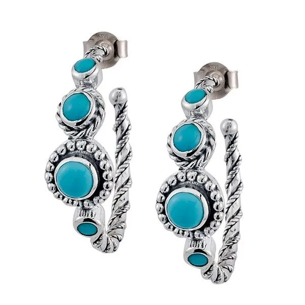 Samuel B Turquoise Hoop Earrings Goldstein's Jewelers Mobile, AL