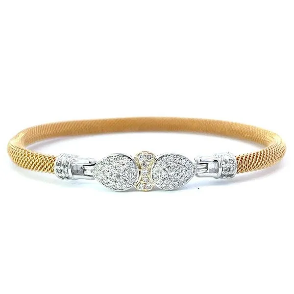 14 KARAT YELLOW GOLD VERMEIL AND STERLING SILVER LAB GROWN DIAMOND BANGLE BRACELET Goldstein's Jewelers Mobile, AL