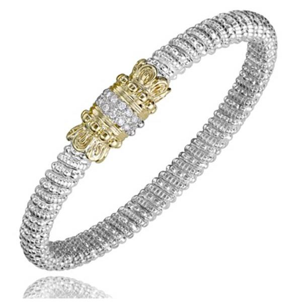 STERLING SILVER & 14 KARAT YELLOW GOLD 0.18 CARAT DIAMOND VAHAN BRACELET Goldstein's Jewelers Mobile, AL
