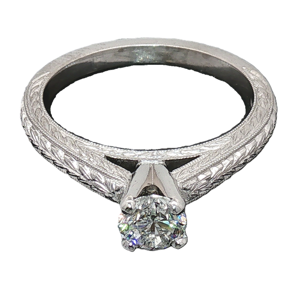 ESTATE Vintage Floral Engraved Engagement Ring Graham Jewelers Wayzata, MN