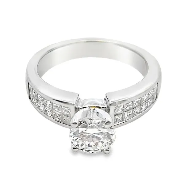 Platinum .92ct center diamond pave engagement ring Graham Jewelers Wayzata, MN