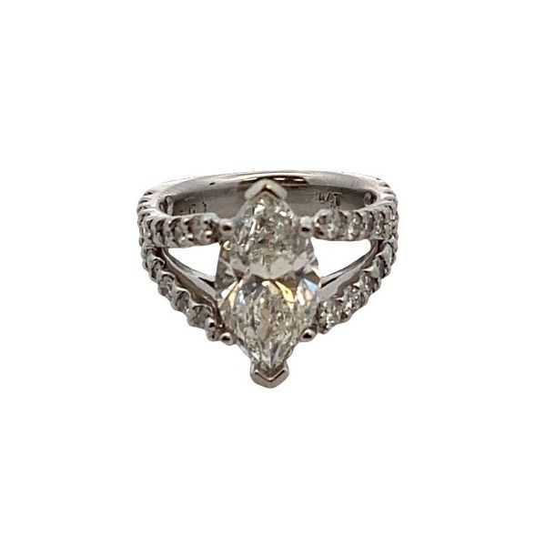 ESTATE plat diamond ring with marquise center stone Graham Jewelers Wayzata, MN