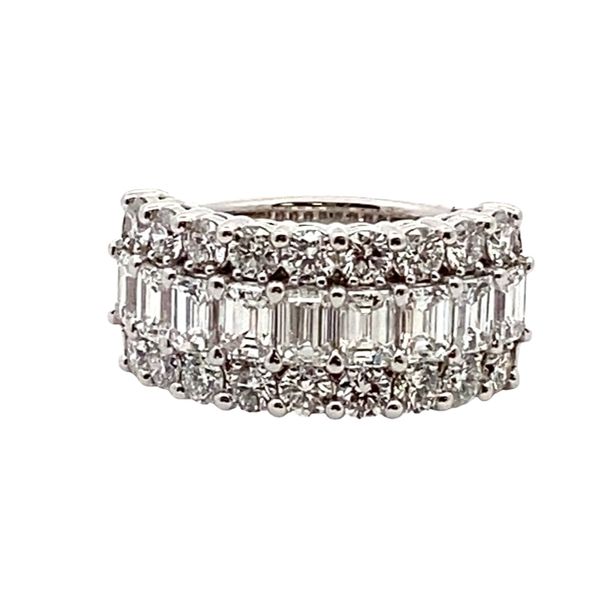 Joshua J Three-Row Emerald and Round Diamond Eternity Ring Graham Jewelers Wayzata, MN