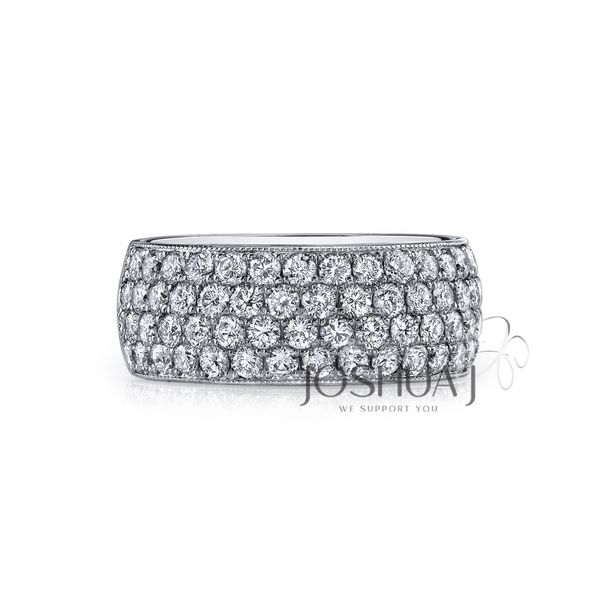 Joshua J 18 Karat White Gold Domed Diamond Pave Band Graham Jewelers Wayzata, MN