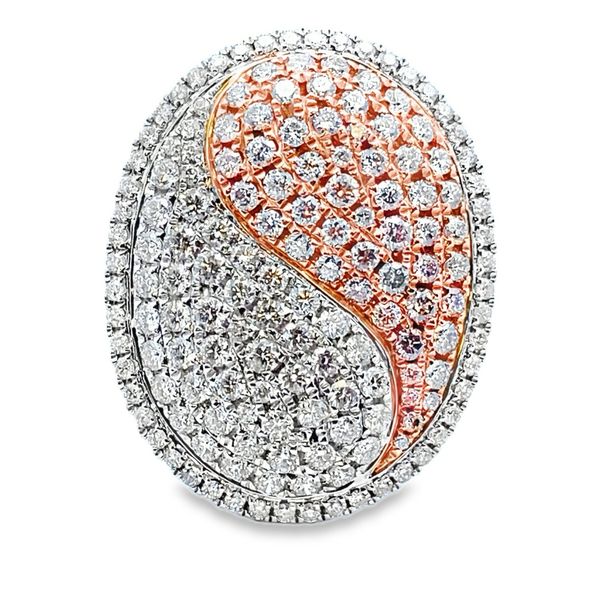 ESTATE 14kwy Yin Yang white and pink diamond pave cocktail ring Graham Jewelers Wayzata, MN