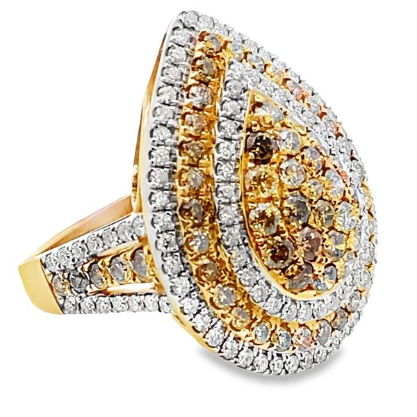 ESTATE 14ky White & Chocolote Diamond Pear shaped Cocktail ring Image 2 Graham Jewelers Wayzata, MN