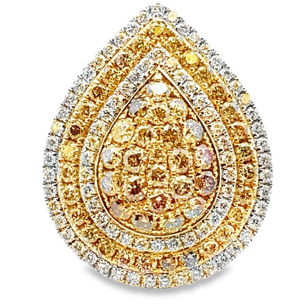 ESTATE 14ky White & Chocolote Diamond Pear shaped Cocktail ring Graham Jewelers Wayzata, MN