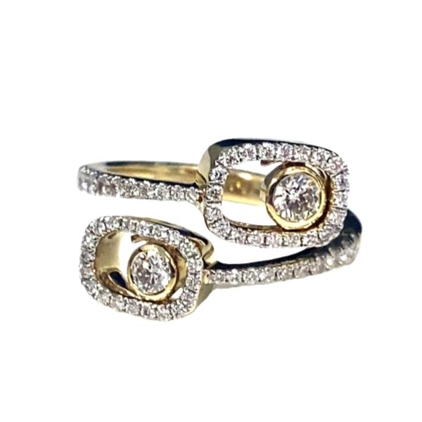 Yellow Gold Diamond Bypass Cocktail Ring with Floating Halos Graham Jewelers Wayzata, MN