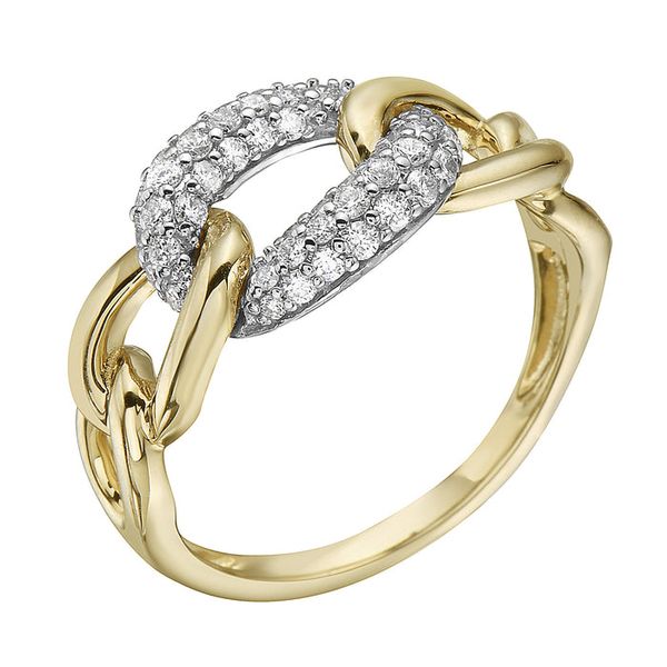 14 Karat Yellow Gold and Diamond Cable Link Ring Image 2 Graham Jewelers Wayzata, MN