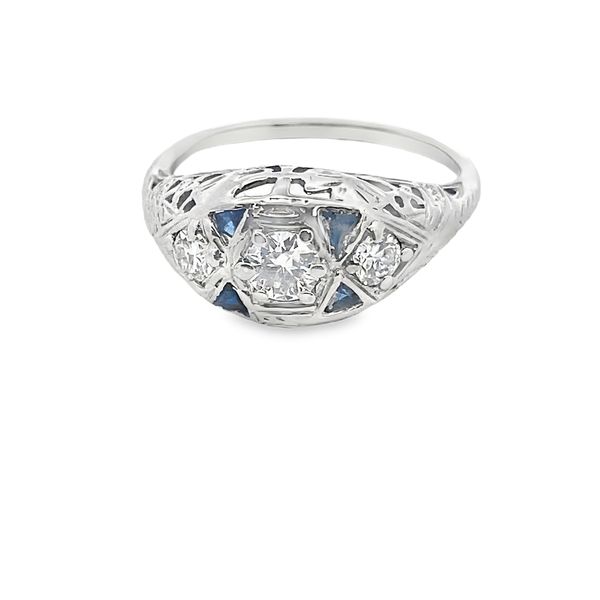 ESTATE 14kw blue sapphire & .76ctw KM VS1 diamond ring size 7.5 Graham Jewelers Wayzata, MN