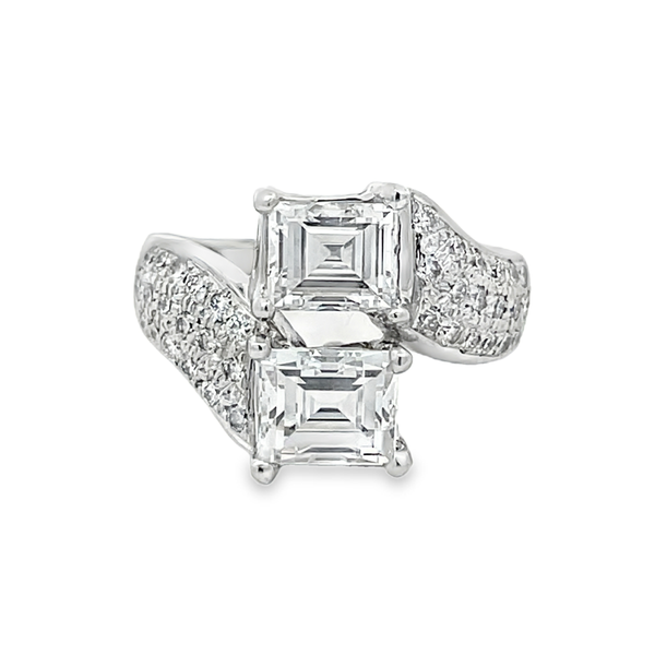 ESTATE 18kw Twin 3.75ctw Rectangular Step Cut Diamond Bypass Ring Graham Jewelers Wayzata, MN