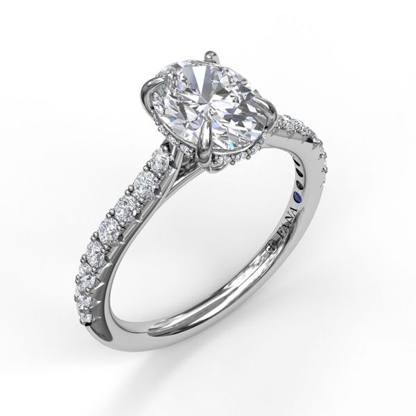 Classic Oval Diamond Solitaire Engagement Ring With Hidden Pavé Halo Graham Jewelers Wayzata, MN
