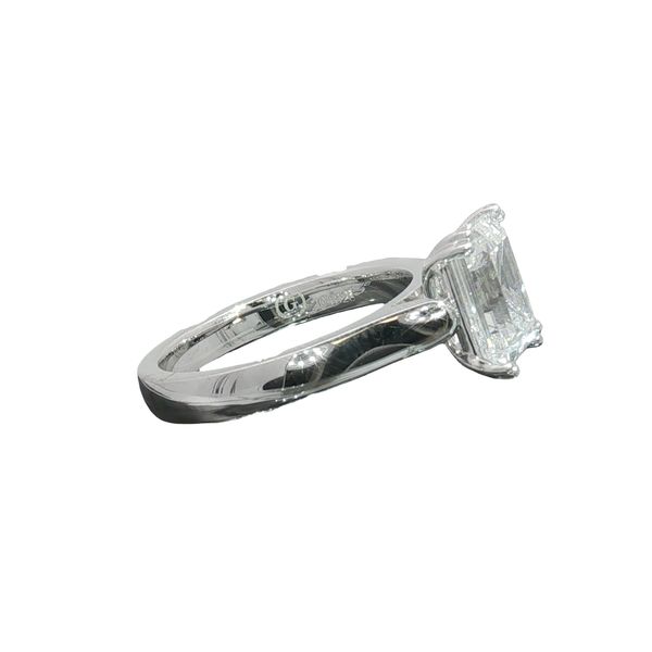 Comfort-Fit Platinum Basket Set Emerald Cut Diamond Engagement Ring Image 3 Graham Jewelers Wayzata, MN