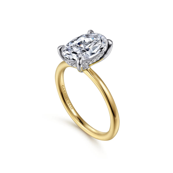 Cari White & Yellow Gold Oval Solitaire Diamond Engagement Ring Image 2 Graham Jewelers Wayzata, MN