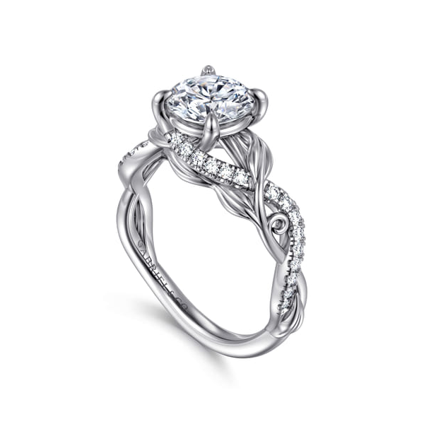 Camelia White Gold Floral Round Diamond Engagement Ring Image 2 Graham Jewelers Wayzata, MN