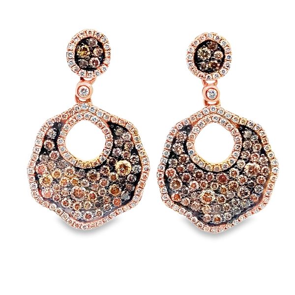 ESTATE 14kr White/Champagne/Black Diamonds Open-Work Drop Dangle Earrings Graham Jewelers Wayzata, MN