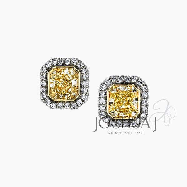 Joshua J Fancy Vivid Yellow Diamond Halo Stud Earrings Graham Jewelers Wayzata, MN