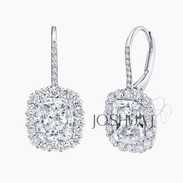 Joshua J Diamond Cushion Halo Drop Earrings Graham Jewelers Wayzata, MN