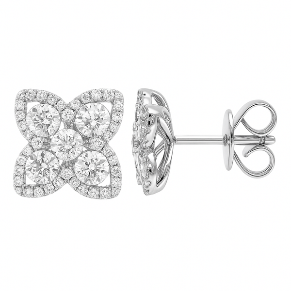 Diamond Quatrefoil Halo Stud Earrings Graham Jewelers Wayzata, MN