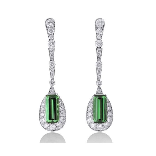 Picchiotti Blue Green Tourmaline Earrings with Natural Diamonds Graham Jewelers Wayzata, MN