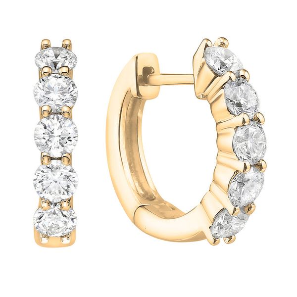 Five-Stone Diamond Huggie Earrings in Yellow Gold Graham Jewelers Wayzata, MN