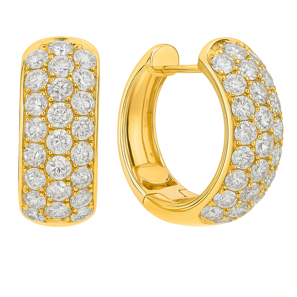 Yellow Gold Multi-Row Diamond Hoop Earrings Graham Jewelers Wayzata, MN