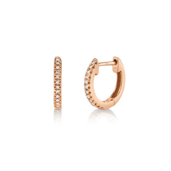 14K Rose Gold and 0.07 Carat Diamond Huggie Earrings Graham Jewelers Wayzata, MN