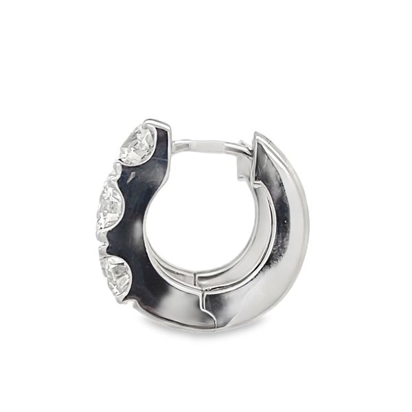 18 Karat White Gold 3.00 Carat Diamond Huggie Earring Image 2 Graham Jewelers Wayzata, MN