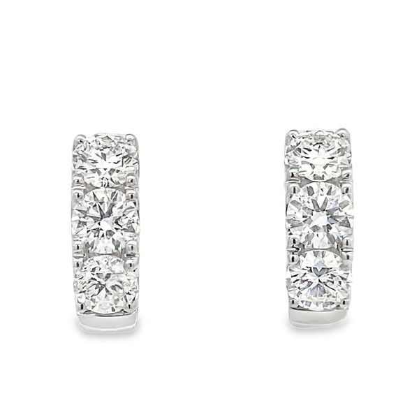 18 Karat White Gold 3.00 Carat Diamond Huggie Earring Graham Jewelers Wayzata, MN