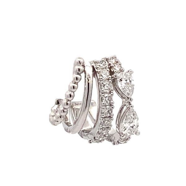 Joshua J. 18 Karat White Gold 4 Row Diamond Cuff Earrings Image 3 Graham Jewelers Wayzata, MN