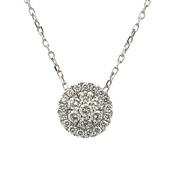 14kw .25ctw diamond cluster halo pendant 18 inch Graham Jewelers Wayzata, MN