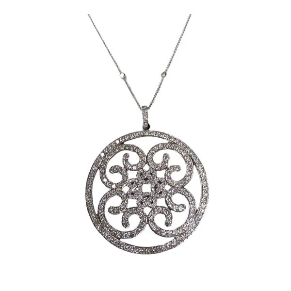 18kw gold and Diamond Scroll Pendant Graham Jewelers Wayzata, MN